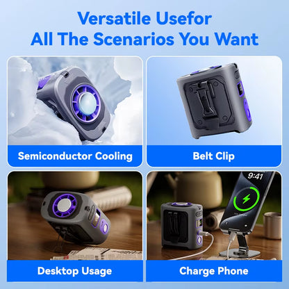 Portable Waist Fan Clip Ventilador Cintura Wear on Belt under Clothing Pants Waistband 【Silicone Sleeve Drop Protection】