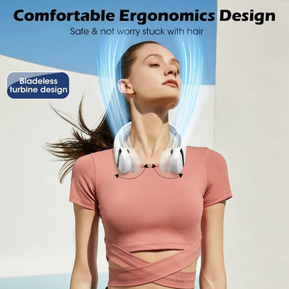 5000Mah 3-Speed Foldable Bladeless Hanging Neck Fan
