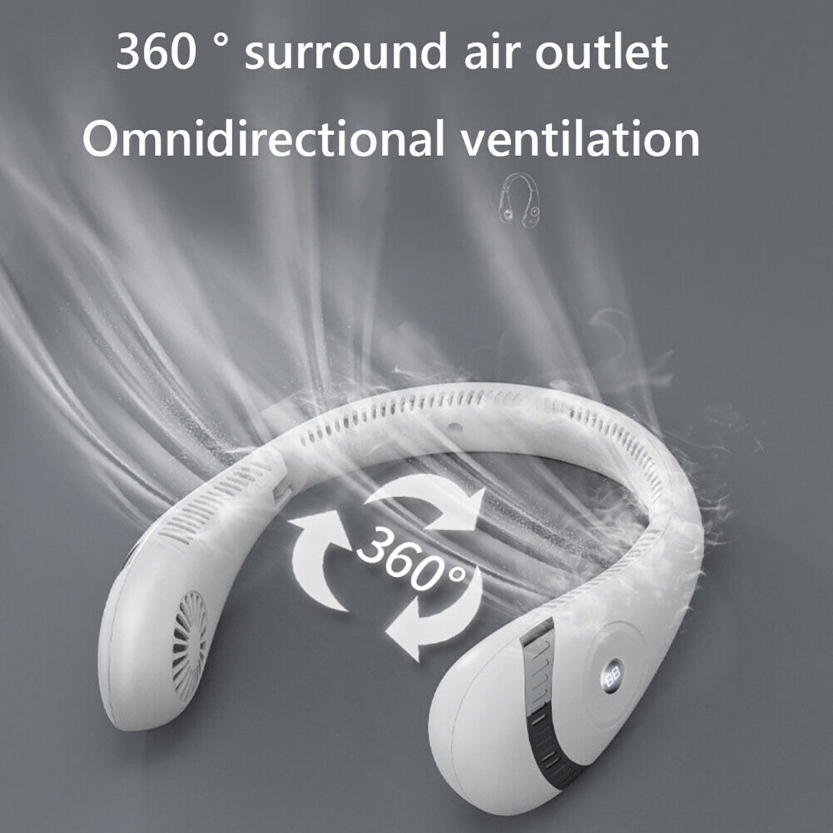 5000Mah 3-Speed Foldable Bladeless Hanging Neck Fan